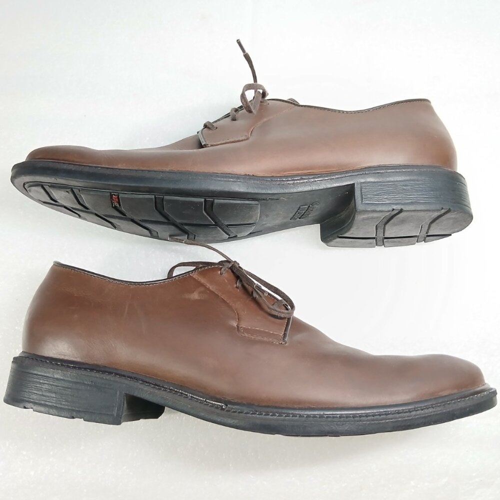 Johnston & Murphy Brown Leather Cap Toe Oxfords 8.5M Sheepskin Lined VGUC